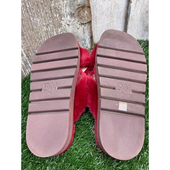 Stuart Weitzman Roza Lift Slide Chill Sandals Slippers Faux Fur Women's 8.5B - Picture 6 of 9